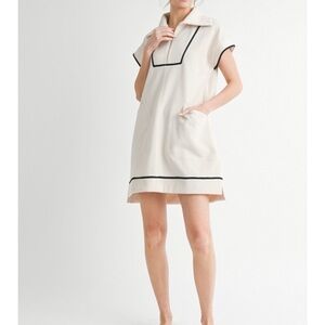 JODIFL Cream Dress with Black Trim